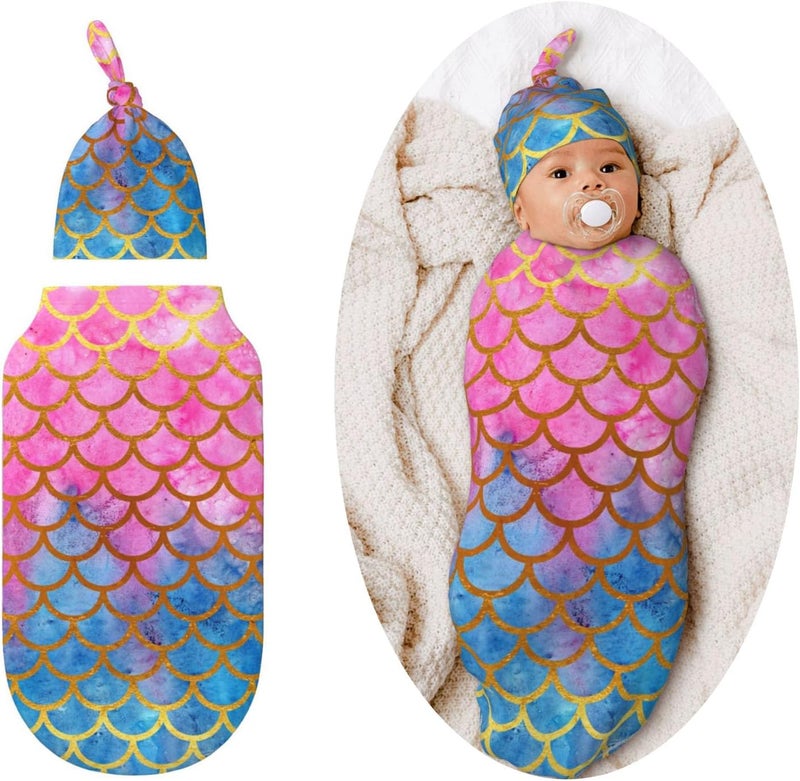 Figtihw Mermaid Swaddle Blankets Newborn Receiving Blanket Baby Swaddle Wrap Soft Sleeping Sack for Baby Girls Boys - Image 1